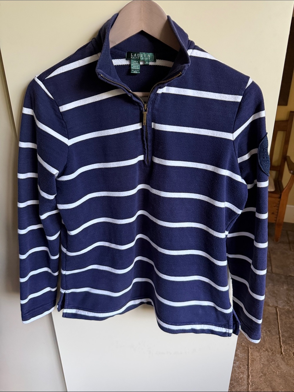 Lauren Ralph Lauren Navy & White Striped Half-Zip Pullover